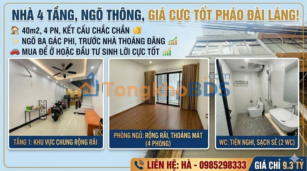 Nhà Pháo Đài Láng 40m² 4 Tầng - Ngõ Thông Kinh Doanh, Ở Ngay