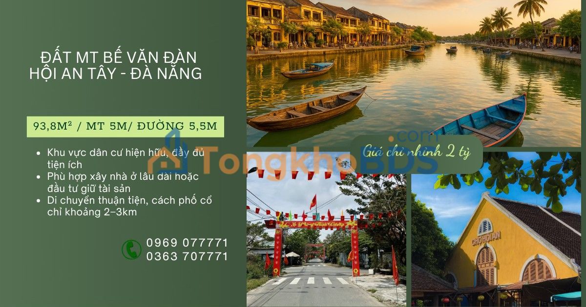 Đất Nền Hội An 93m² - Giá 2 Tỷ, Sổ Đỏ Sẵn Sàng An Cư