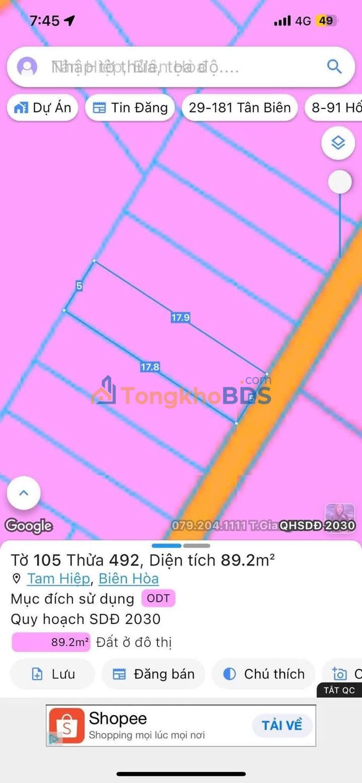 Đất Nền Sổ Hồng Thổ Cư 90m² Phường Tân Hiệp, Biên Hòa - Giá Tốt 3.15 Tỷ