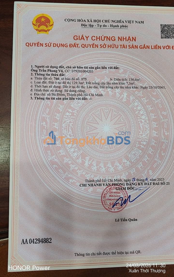 Bán Gấp 2 Lô Đất Mặt Tiền 156m² Xã Bà Điểm, Hóc Môn - Giá 5.9 Tỷ