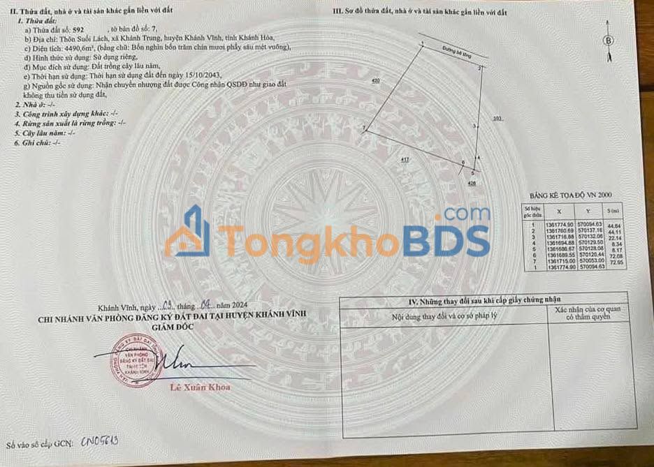 Đất nền Khánh Trung, Khánh Vĩnh - 4400m² tách 4 lô, giá 1.1 tỷ