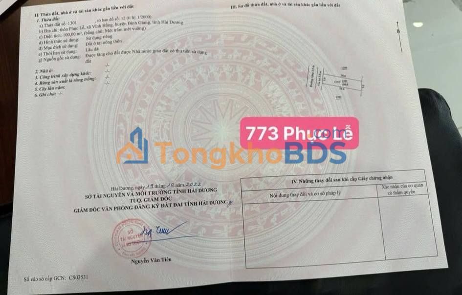 Đất nền Bình Giang, Hải Dương 100m² - Giá đầu tư 2.3 tỷ