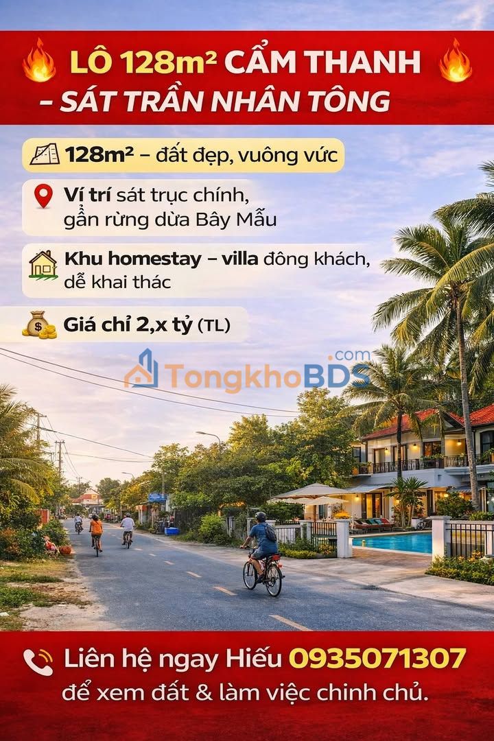 Đất nền Cẩm Thanh 128m² giá 2,79 tỷ - Sổ đỏ chính chủ