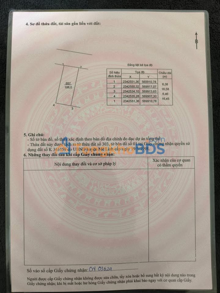 Bán đất thổ cư 106m² Sổ đỏ chính chủ tại Mê Linh, Hà Nội
