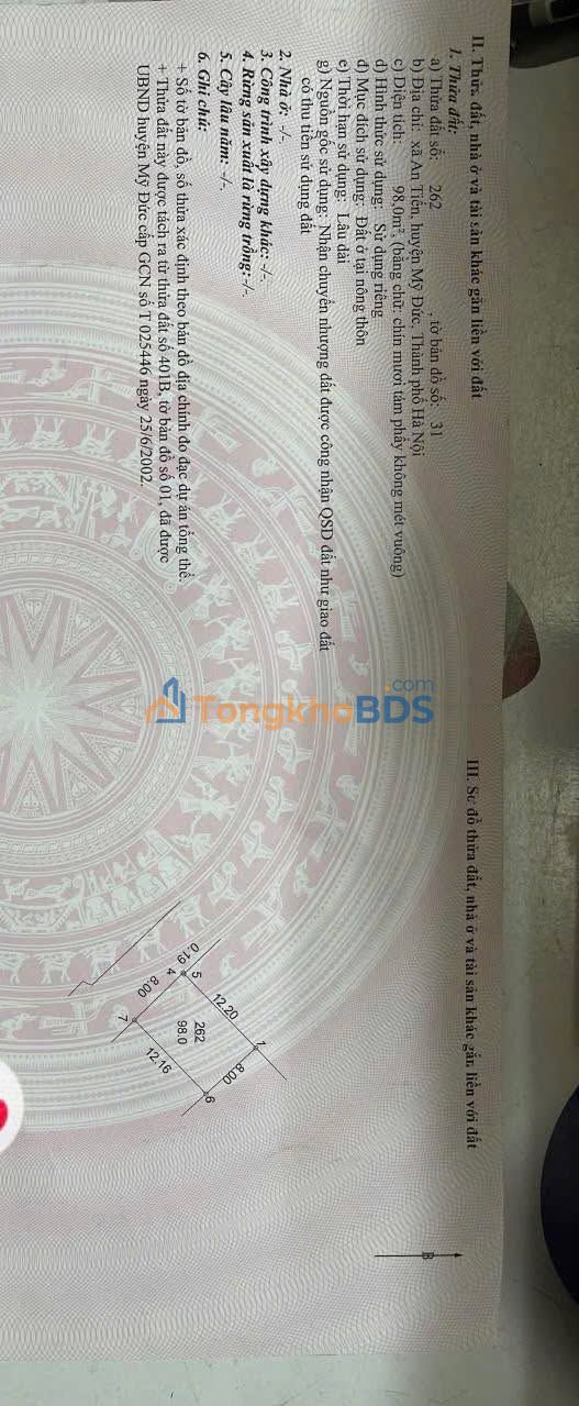 Đất An Tiến Mỹ Đức 98m² - Lô Góc Vuông Vắn, Kinh Doanh Đỉnh Cao