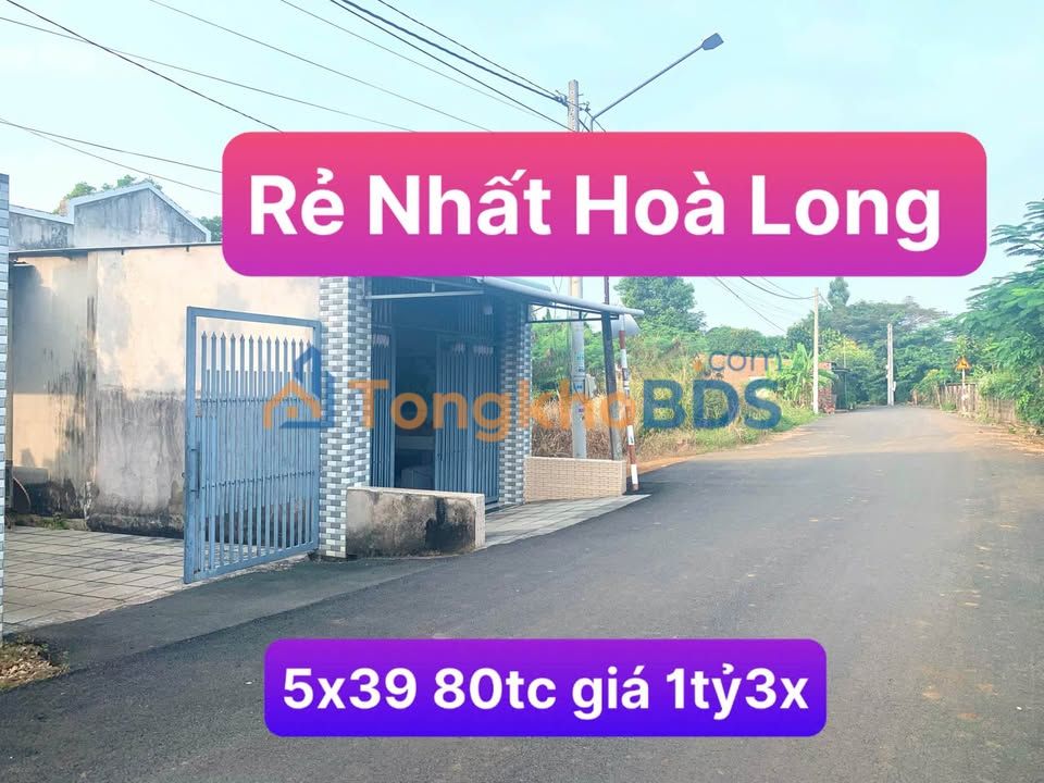 Bán Gấp Đất Nền Hoà Long 195m² - Sổ Đỏ Thổ Cư, Giá 1.3 Tỷ