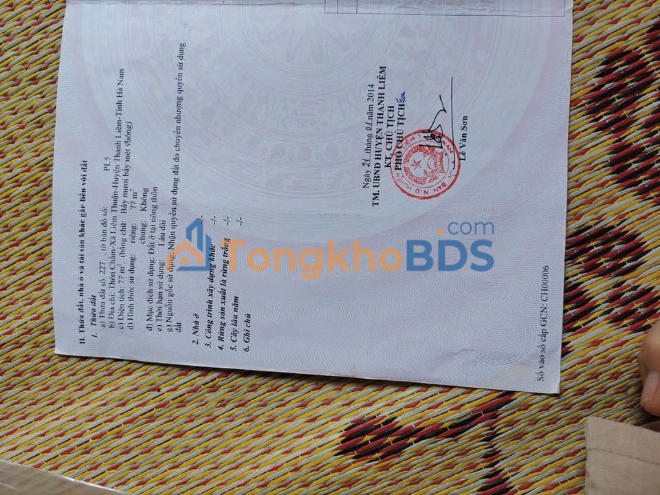 Đất nền Liêm Thuận Thanh Liêm 77m² 1 tỷ - Vị trí đắc địa