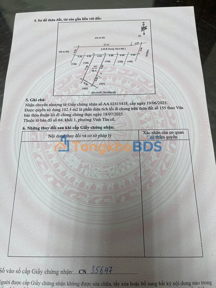Đất Vàng Phường Vinh Tân Cũ - 56.5m² - Chỉ 1.8 Tỷ - Sổ Đỏ Sẵn