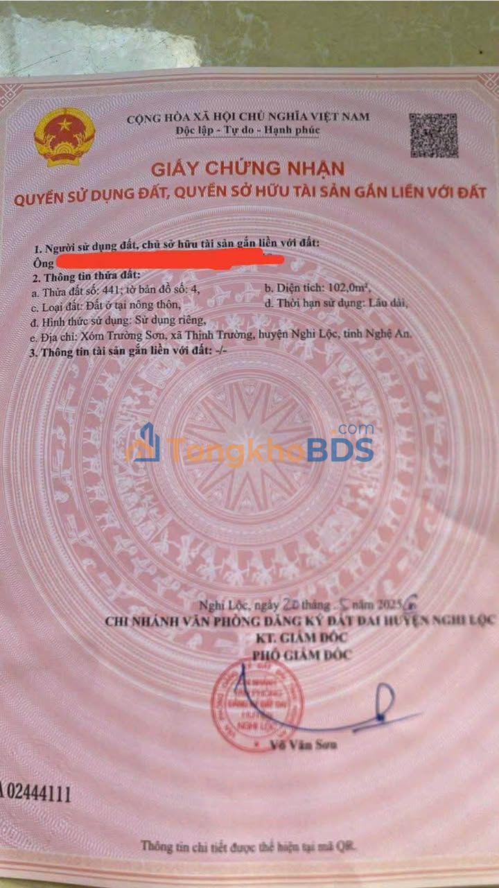 Đất Nền Nghi Lộc 102m² - Mặt Tiền QL46 Giá 1 Tỷ