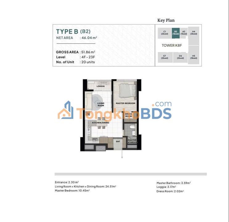 Căn hộ 46m² K8HH1 Starlake Gia Lâm - View đẹp, Nội thất cao cấp