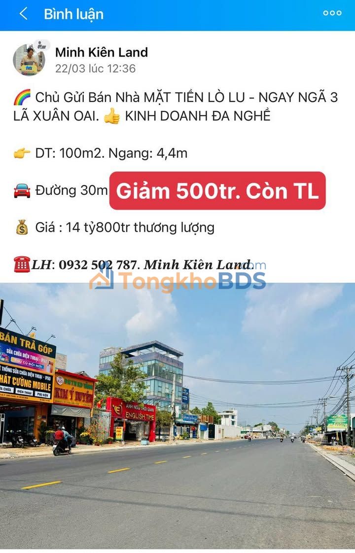Nhà mặt tiền Lò Lu Thủ Đức 100m² giá 14,3 tỷ - Mặt tiền kinh doanh