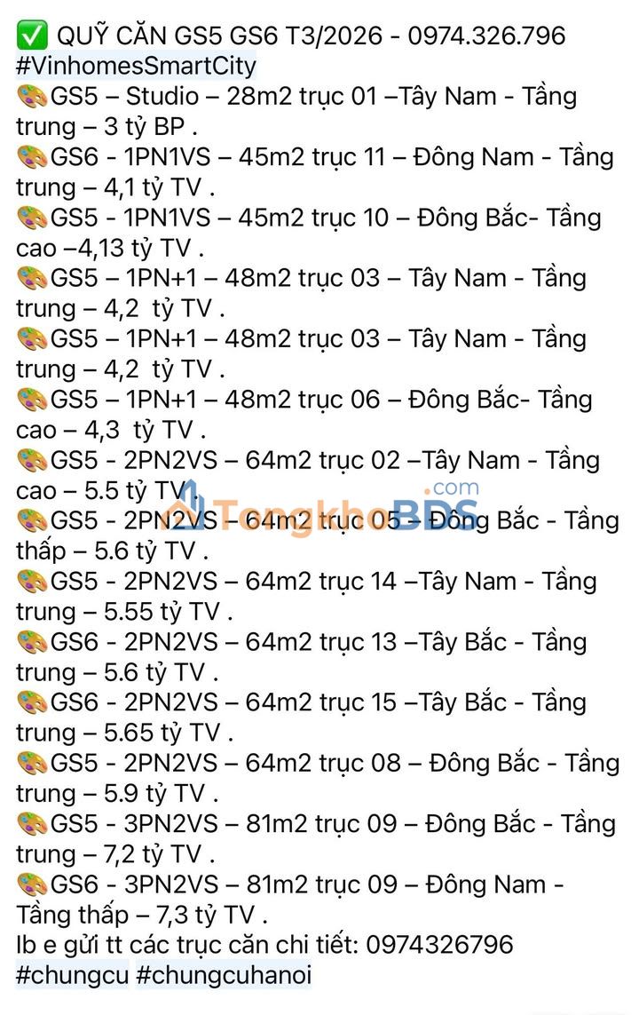 Căn hộ Vinhomes Smart City 28m² - 7.3 tỷ, Nhiều lựa chọn