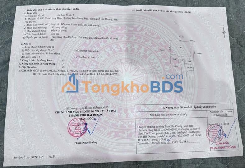 Nhà 49.6m² Sổ Hồng Trần Hưng Đạo, TP Hải Dương - Giá 1.5 Tỷ