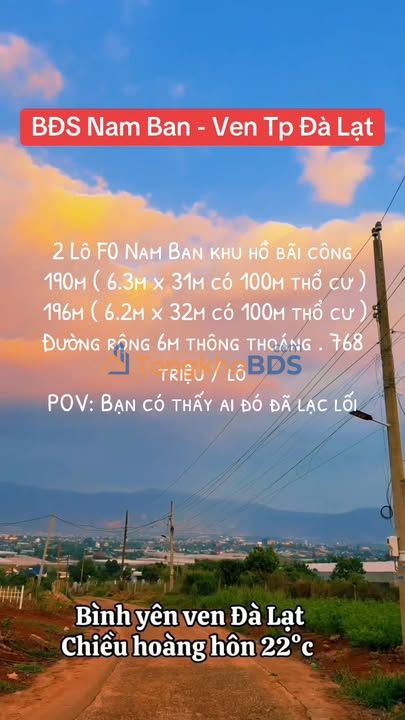 Đất Nền Nam Ban Lâm Đồng - 196m² Thổ Cư, Sổ Đỏ Sẵn Sàng - 768 Triệu