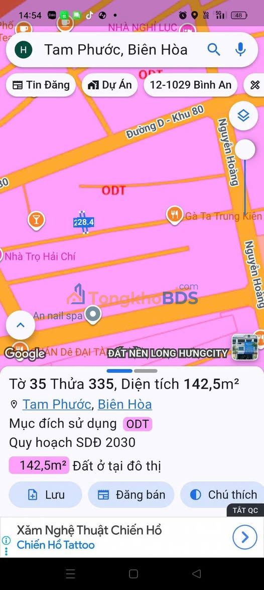 Đất nền Khu Lục Quân Tam Phước 143m² giá 2 tỷ - Sổ đỏ chính chủ