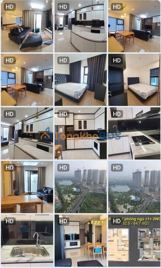 Cho thuê căn hộ 2N2VS Vinhome Smart City - View hồ, Tầng trung, Full đồ