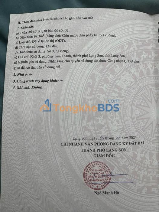 Bán Đất Nền 99.5m² Trần Đăng Ninh, Lạng Sơn - Sổ Đỏ, Giá Tốt