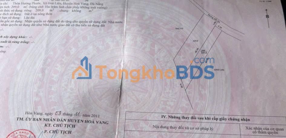 Đất Ở Liên Chiểu - 209m² - Sổ Đỏ Sẵn - Giá 2.2 Tỷ