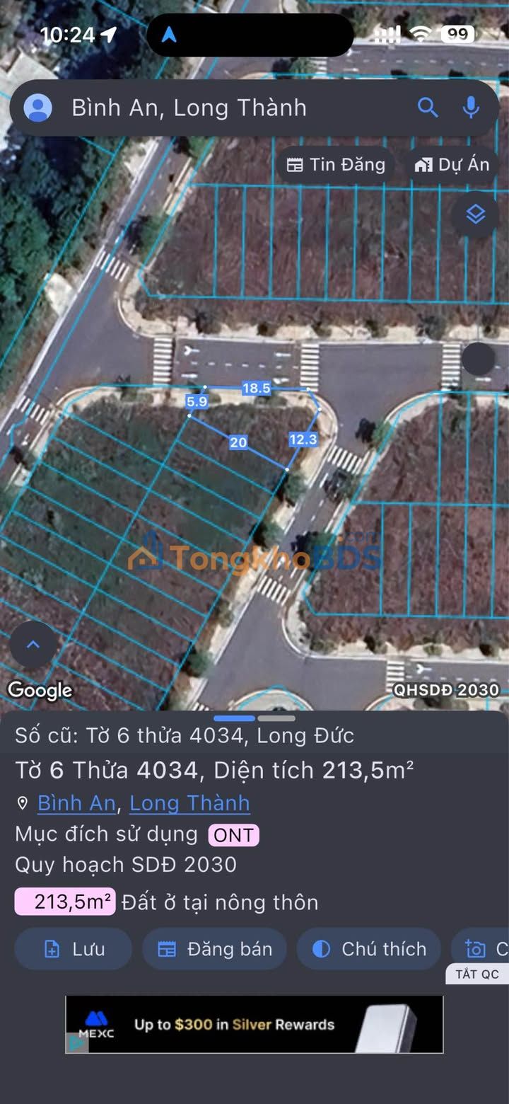 Đất Bình An Long Thành 214m² 6 tỷ - Pháp lý rõ ràng