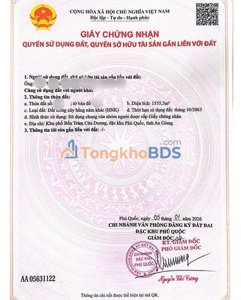 Đất Nền 2 Mặt Tiền Bến Tràm, Phú Quốc – 1.555m² – Sổ Riêng