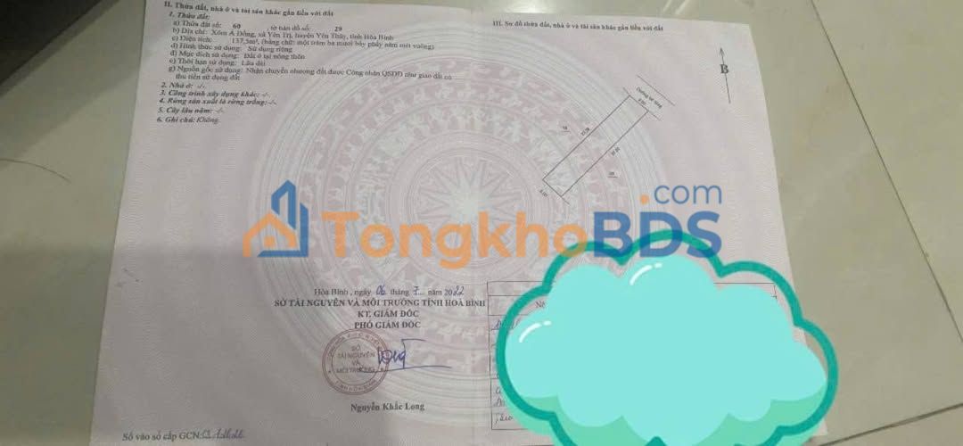 Bán Đất Thổ Cư 137.5m² Yên Trị, Yên Thủy, Hòa Bình - Giá Đầu Tư