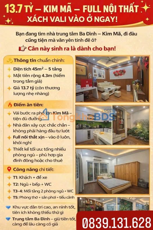 Chung cư Kim Mã 45m² 13.7 tỷ - Sẵn Sàng Vào Ở Ngay!