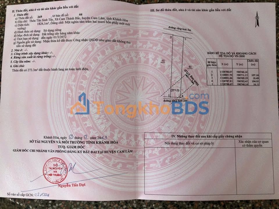 Đất Vườn Cam Lâm - 1824m² Full Xoài Giá 9.6 Tỷ - Sổ Đỏ Sẵn Sàng