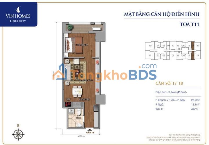 Cho thuê căn hộ 1PN Times City 53m² Full đồ - Sẵn ở ngay