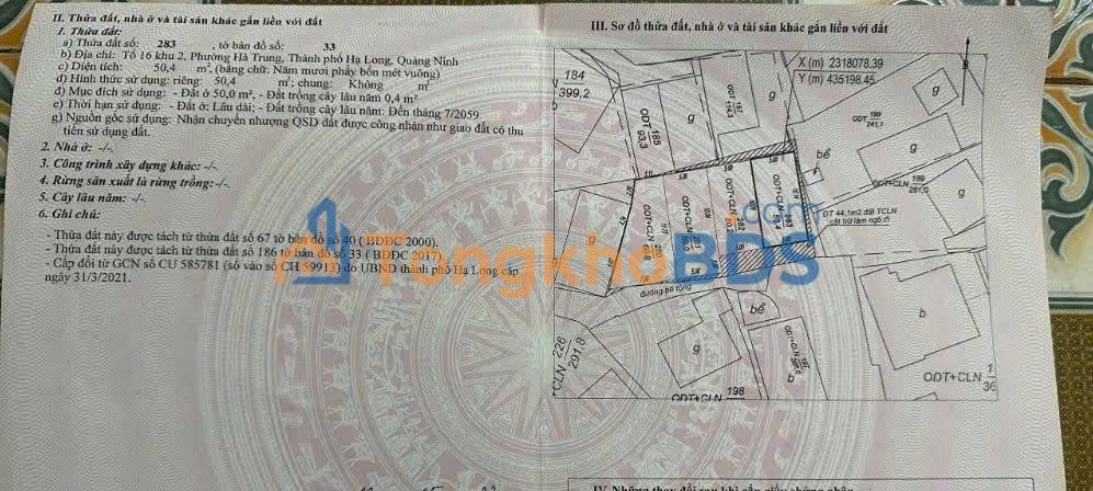 Bán Đất 50.4m² Sổ Đỏ Chính Chủ Ngõ 295 Hà Trung, Hạ Long - Giá Tốt