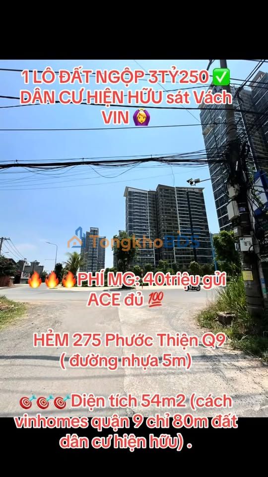 Đất Thủ Đức hẻm 275 Phước Thiện 54m² 3.25 tỷ - Sổ đỏ