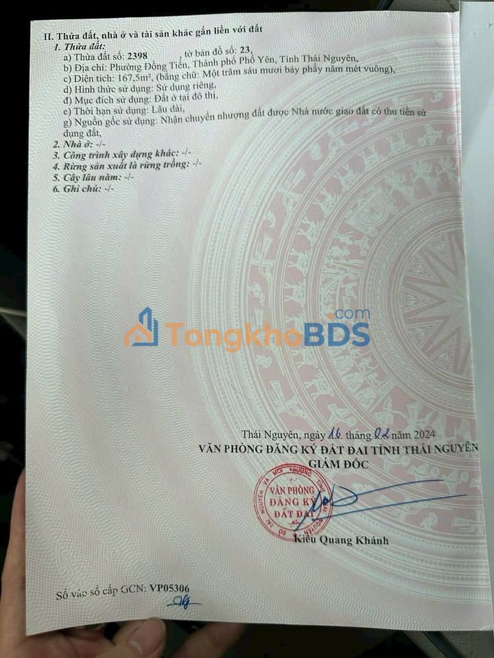 Đất nền Phổ Yên Thái Nguyên 167.5m² - Sổ đỏ sẵn, giá đầu tư