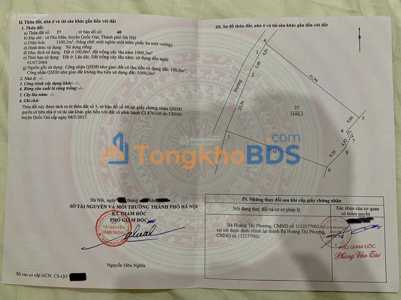 Đất nền Quốc Oai 2406.6m² - Sổ đỏ riêng, tiềm năng sinh lời cao