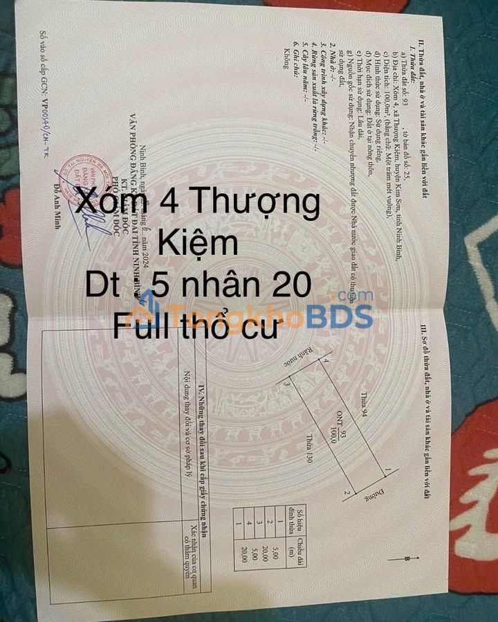 Đất thổ cư 100m² Kim Sơn, Ninh Bình - Vị trí đắc địa, dân cư đông đúc