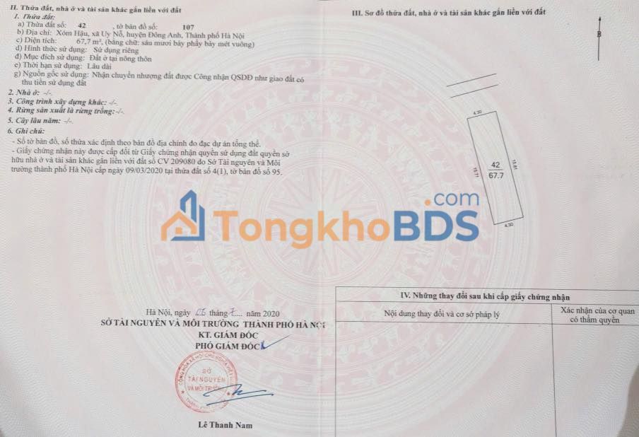 Đất Xóm Hậu Đông Anh 67.7m² - Sổ Hồng Vĩnh Viễn, Đối Diện Công Viên