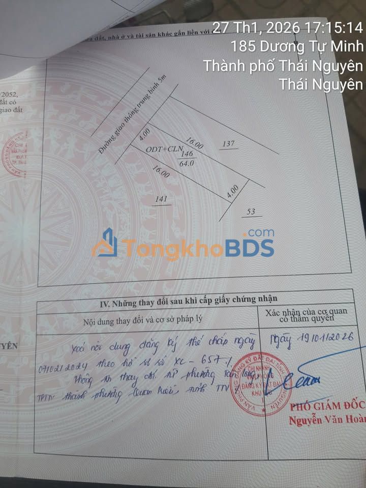 Đất Tân Long Đồng Hỷ 64m² hơn 600 triệu - Sổ đỏ chính chủ