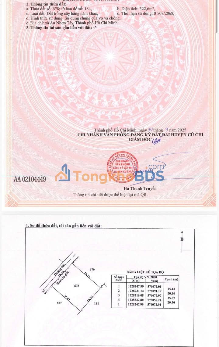 Bán Gấp Đất Vườn Củ Chi 522m² - Giá 750 Triệu Chính Chủ