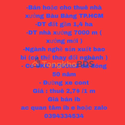 Cho thuê nhà xưởng Bàu Bàng 7000m² - Sẵn sàng hoạt động, container thoải mái