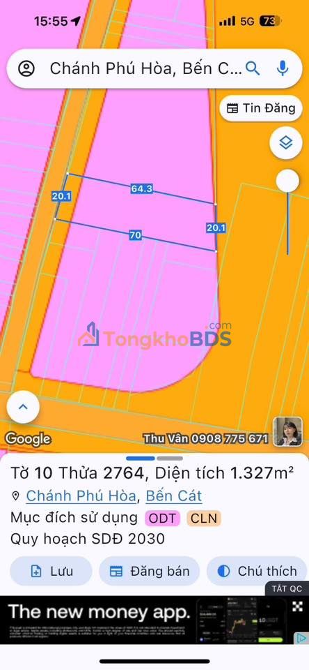 Đất 2 Mặt Tiền Kinh Doanh Đỉnh - Bến Cát 1327m² - Giá 11 Tỷ