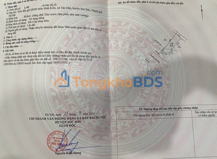 Đất Sóc Sơn 89.8m² - Mặt Tiền Kinh Doanh 5m - Sổ Hồng Sẵn