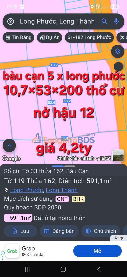 Đất nền Long Thành 1431m² - Sổ hồng thổ cư, nở hậu 12m, sát KCN Bàu Cạn