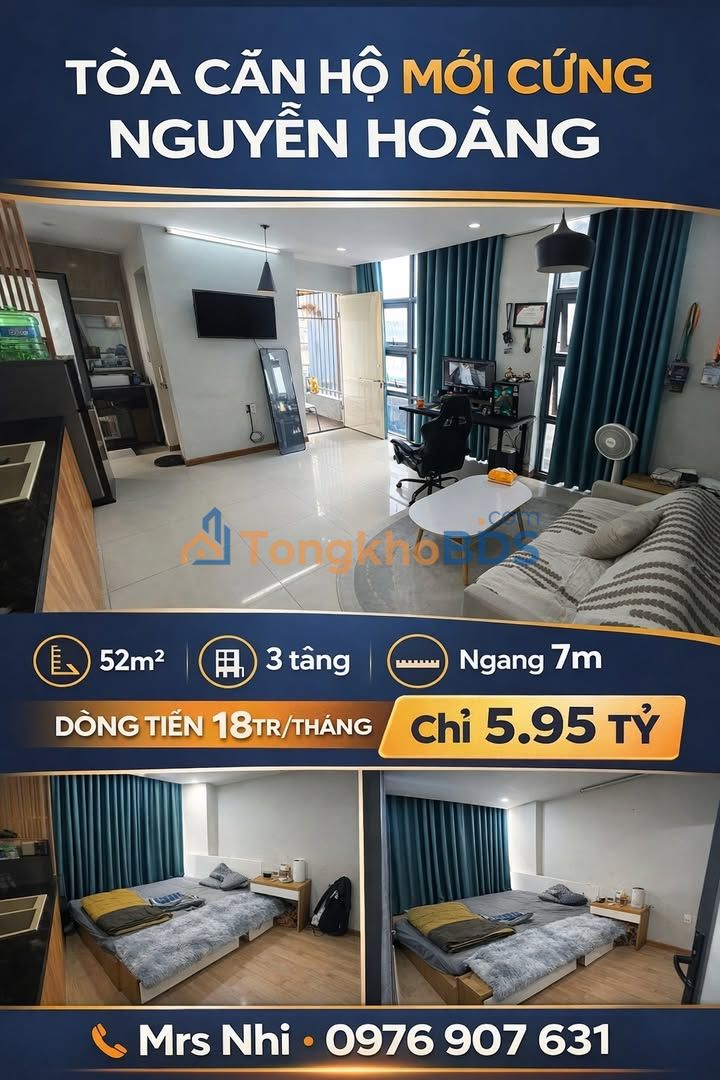 Tòa Căn Hộ 52m² Nguyễn Hoàng, Hải Châu - Dòng Tiền 18 Triệu/Tháng