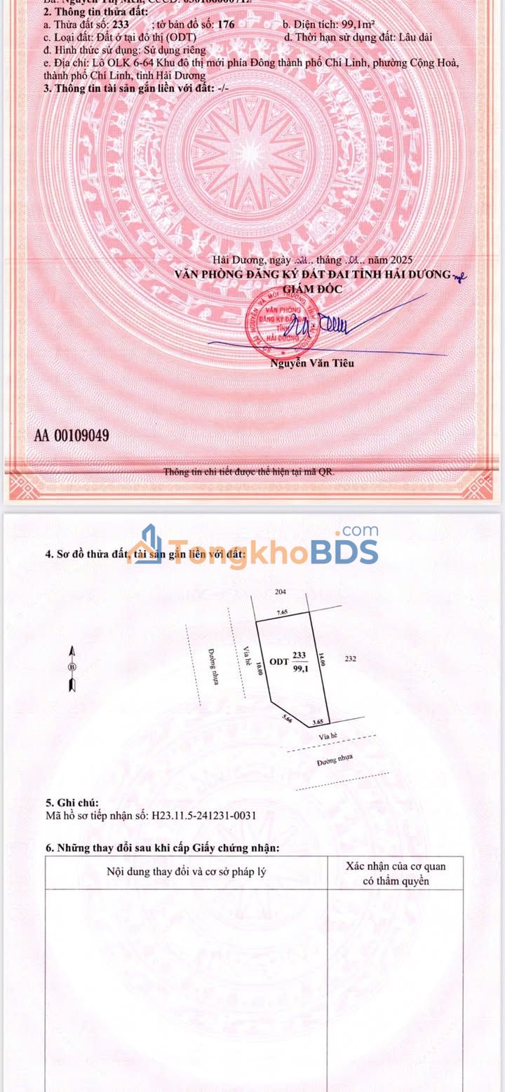 Đất nền góc 2 mặt tiền KĐT mới TP Chí Linh - 99m² - Sổ hồng sang tên