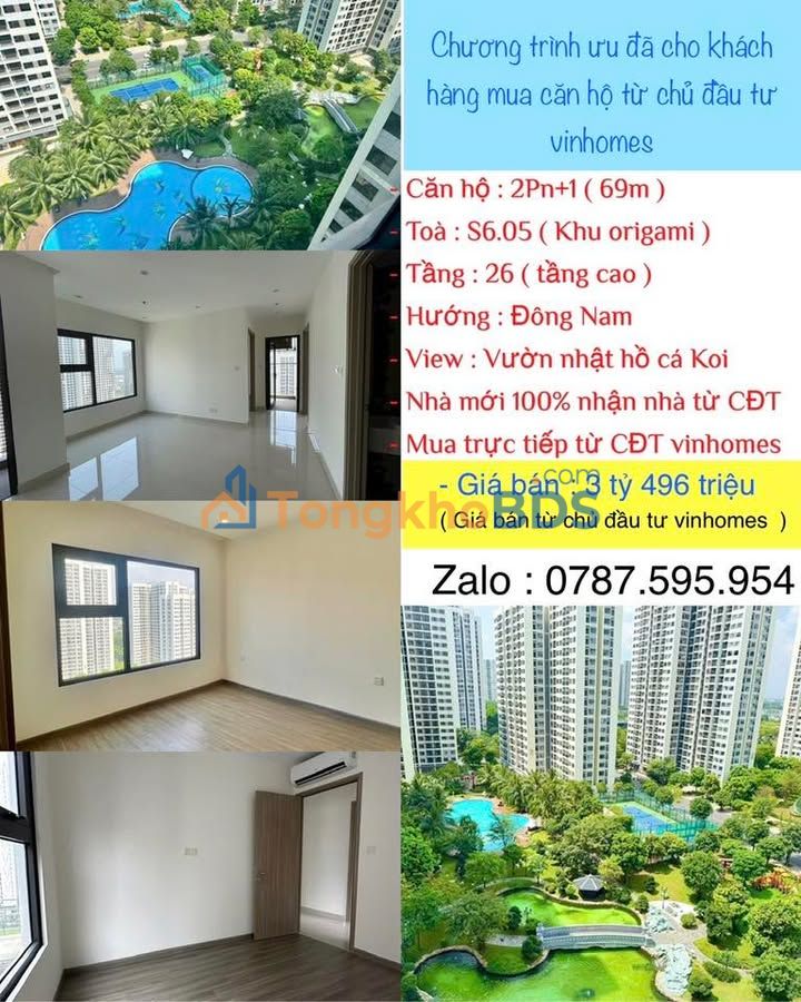 Căn hộ Origami Vinhomes Grand Park 69m² - Vườn Nhật, View Công Viên