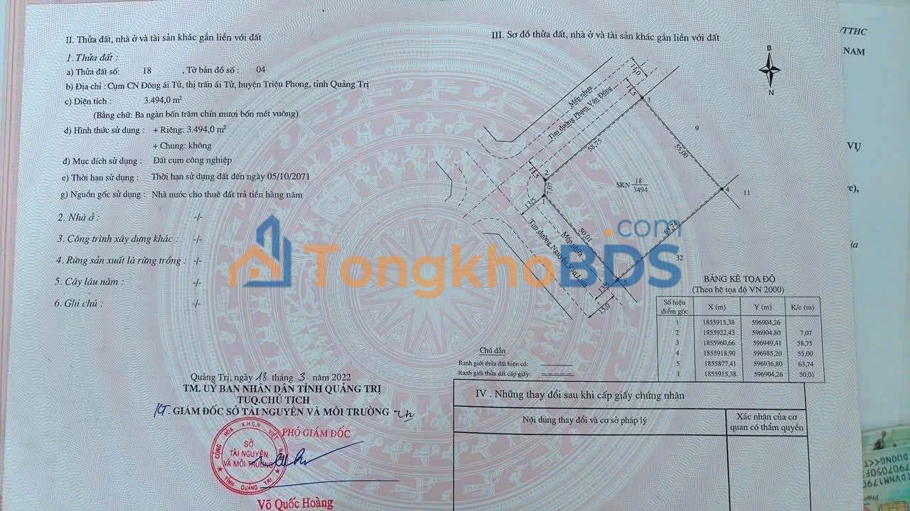 Bán Gấp Đất Cụm CN Ái Tử - Triệu Phong 3500m² Sát QL1A