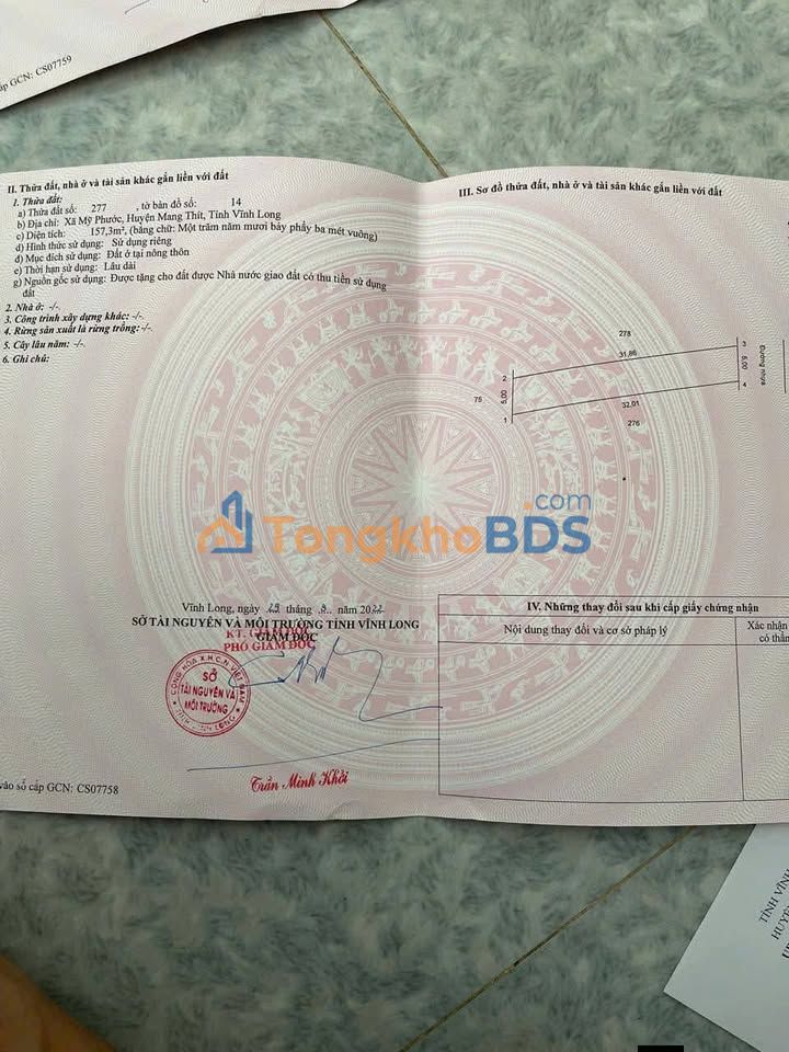 Bán Đất Vĩnh Long 157m² Thổ Cư Mặt Tiền Sổ Sẵn Giá Tốt