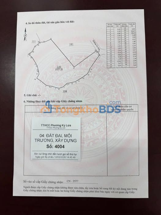 Đất thổ cư 1037m² Kỳ Lừa, Lạng Sơn - Sổ đỏ đô thị, ô tô vào tận nơi