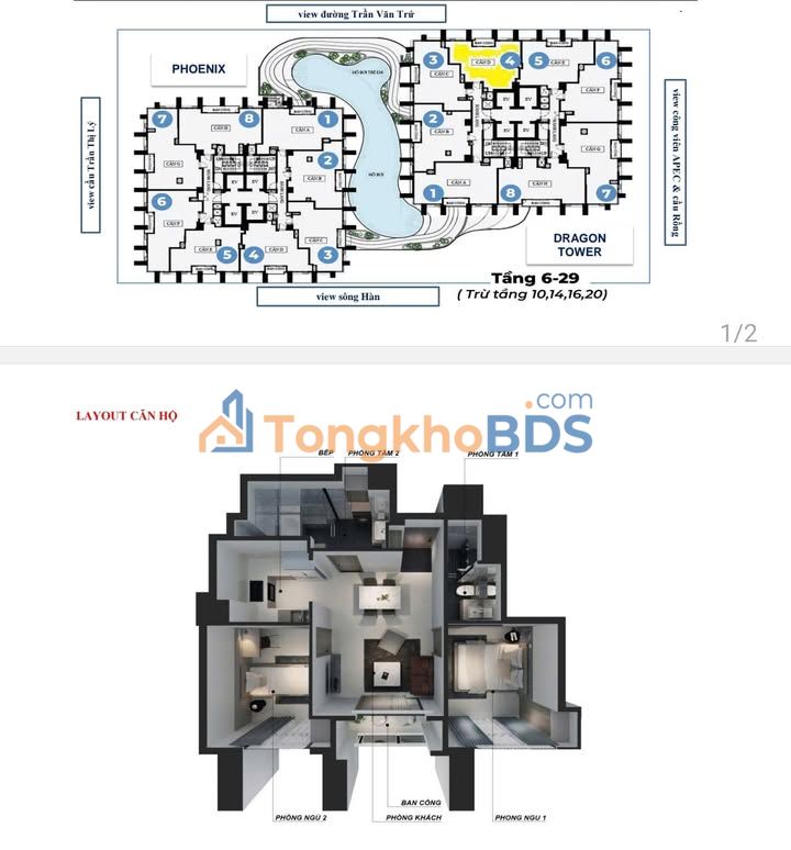 Căn hộ 2PN Landmark 56.65m² giá 5.5 tỷ - Tầng thấp, di chuyển nhanh