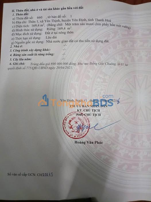 Đất nền Quốc lộ 47 Yên Định 169m² - Cắt lỗ sâu, giá 1.2 tỷ