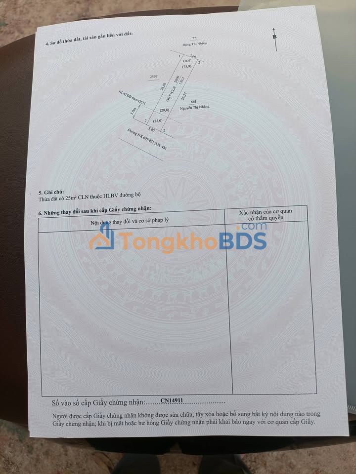 Bán Đất Tỉnh Bình Dương 75m² - Đường Nhựa Thông, Giá 1.45 Tỷ