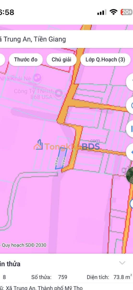 Đất Thổ Cư 73.8m² Đường Lớn Cai Lậy, Tiền Giang - Giá 8xx Triệu